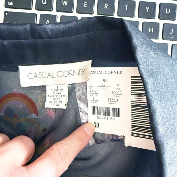 NWT Vintage 90s Casual Corner Black Sheer Mesh Button Down Top Sz 8 Long Sleeve - Picture 6 of 7